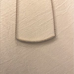 Rose gold slight curved bar diamond CZ necklace!